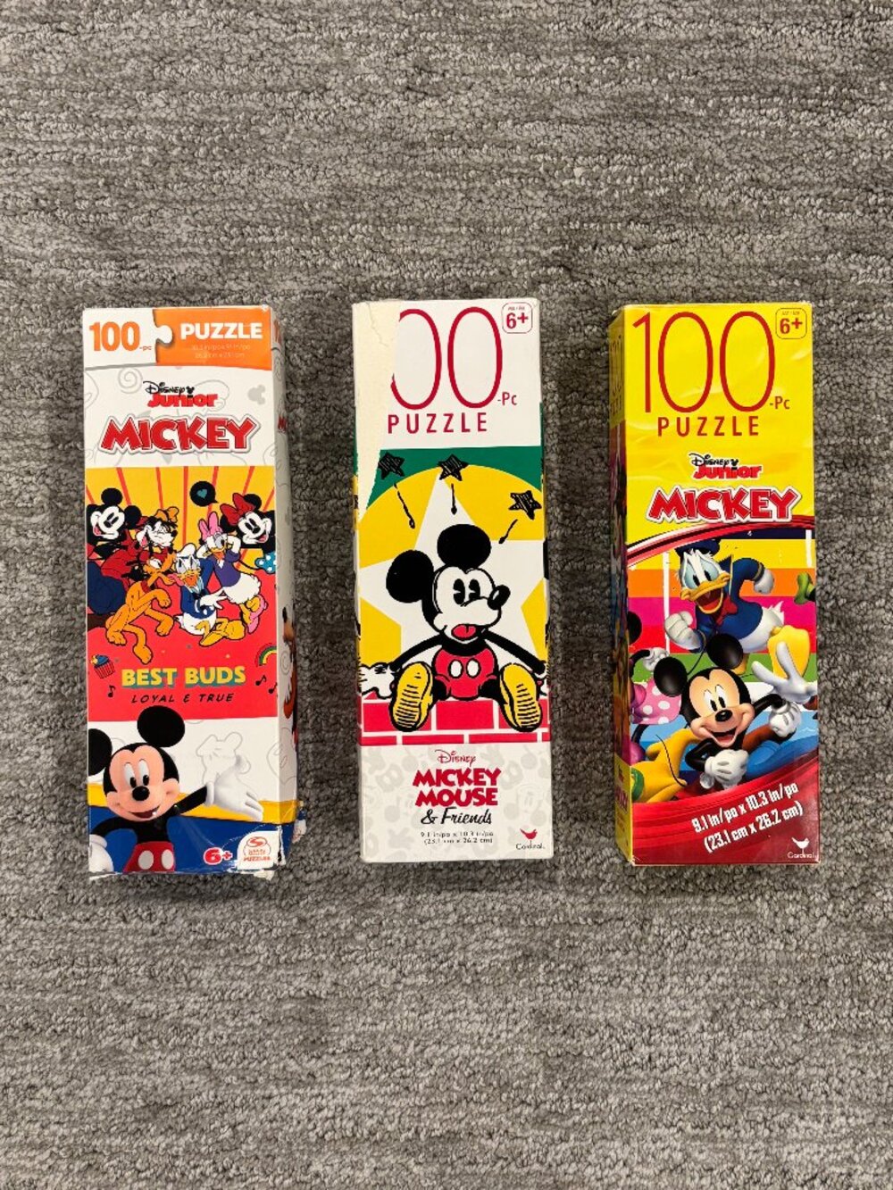 Disney Puzzles - Set of 3 - Each 100 Pieces - Mickey Mouse - Minnie - Donald